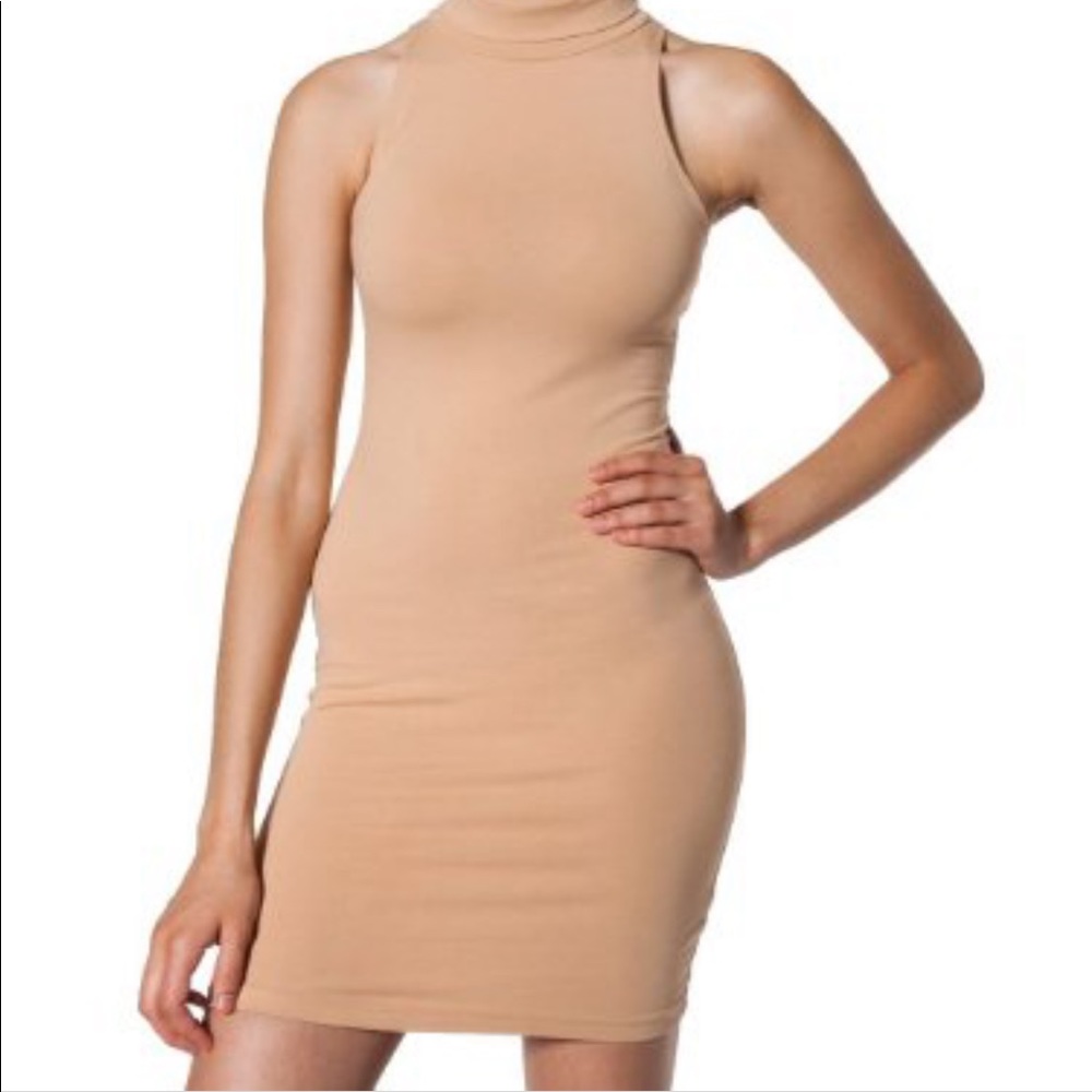 American Apparel Cotton Spandex Jersey Sleeveless Turtleneck Dress (nude)